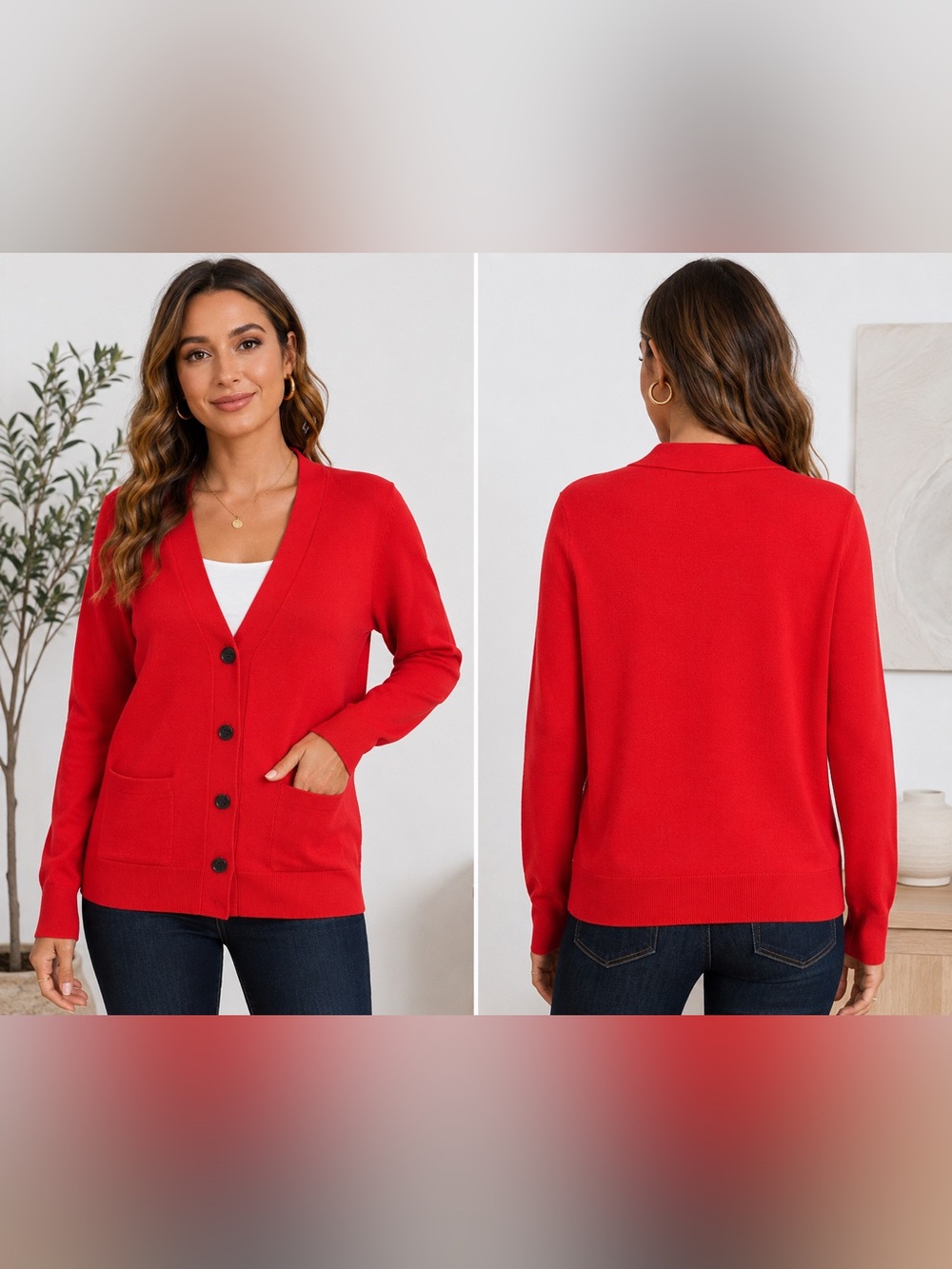 Madewell Red Button Front Knit Cardigan Sweater Medium